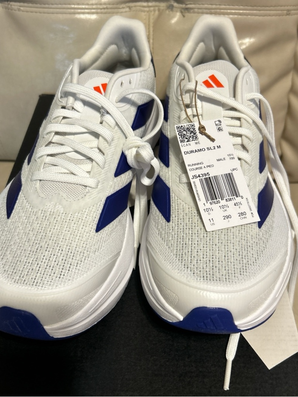 adidas Men's White Running Shoes with Royal Blue Accents